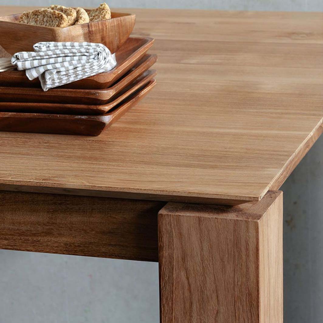 Moderne eettafel met 4 poten, grenenhouten tafel voor eetkamer