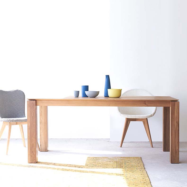 Moderne eettafel met 4 poten, grenenhouten tafel voor eetkamer