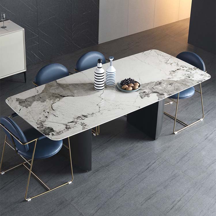 Industrial Dining Sintered Stone Table Dining Rectangle Table with Metal Legs for Kitchen 70.9"L x 35.4"W x 29.5"H Without Chairs Clearhalo 'Dining Tables & Seating' 'Dining Tables' 'dining_table' 'furn' 'furn_dining_table' 'Furniture' 'Kitchen & Dining Furniture' 6570230