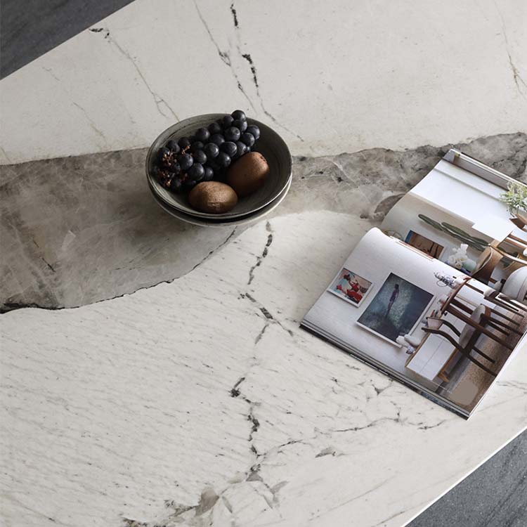 Industrial Dining Sintered Stone Table Dining Rectangle Table with Metal Legs for Kitchen Clearhalo 'Dining Tables & Seating' 'Dining Tables' 'dining_table' 'furn' 'furn_dining_table' 'Furniture' 'Kitchen & Dining Furniture' 6570232