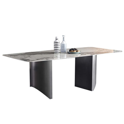 Industrial Dining Sintered Stone Table Dining Rectangle Table with Metal Legs for Kitchen Without Chairs Clearhalo 'Dining Tables & Seating' 'Dining Tables' 'dining_table' 'furn' 'furn_dining_table' 'Furniture' 'Kitchen & Dining Furniture' 6570233