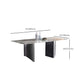 Industrial Dining Sintered Stone Table Dining Rectangle Table with Metal Legs for Kitchen Clearhalo 'Dining Tables & Seating' 'Dining Tables' 'dining_table' 'furn' 'furn_dining_table' 'Furniture' 'Kitchen & Dining Furniture' 6570236