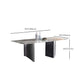 Industrial Dining Sintered Stone Table Dining Rectangle Table with Metal Legs for Kitchen Clearhalo 'Dining Tables & Seating' 'Dining Tables' 'dining_table' 'furn' 'furn_dining_table' 'Furniture' 'Kitchen & Dining Furniture' 6570241
