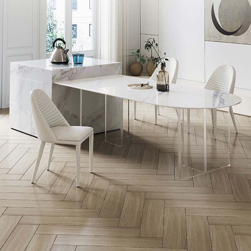 Moderne stijl gesinterde stenen tafel Eettafel Plastic tafel voor thuisgebruik