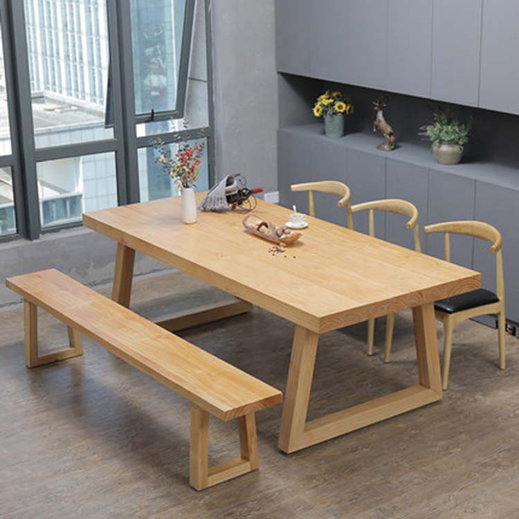 Modern Double Pedestal Dining Table Wood Table for Kitchen Dining Room 70.9"L x 31.5"W x 29.5"H Without Chairs Clearhalo 'Dining Tables & Seating' 'Dining Tables' 'dining_table' 'furn' 'furn_dining_table' 'Furniture' 'Kitchen & Dining Furniture' 6570255