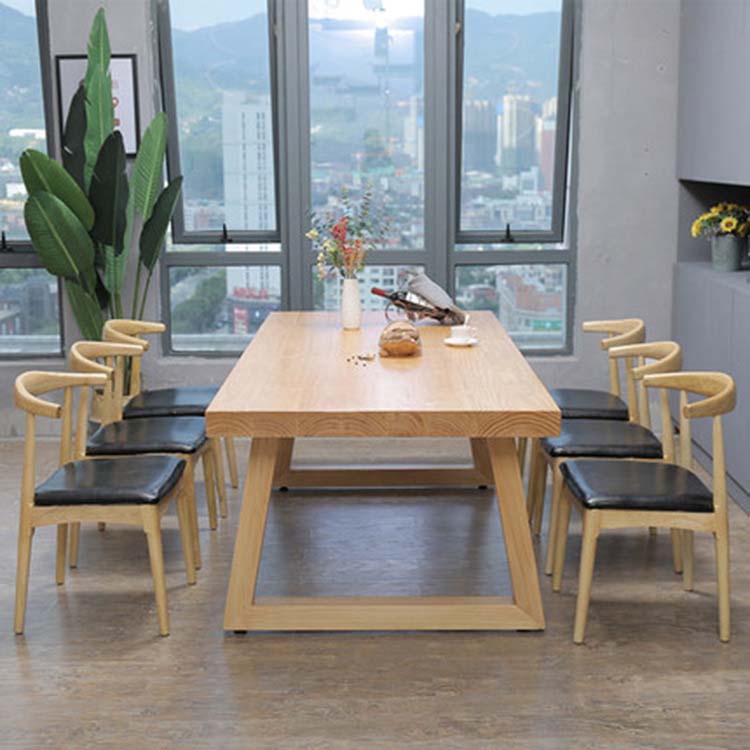 Modern Double Pedestal Dining Table Wood Table for Kitchen Dining Room 59.1"L x 27.6"W x 29.5"H Without Chairs Clearhalo 'Dining Tables & Seating' 'Dining Tables' 'dining_table' 'furn' 'furn_dining_table' 'Furniture' 'Kitchen & Dining Furniture' 6570256
