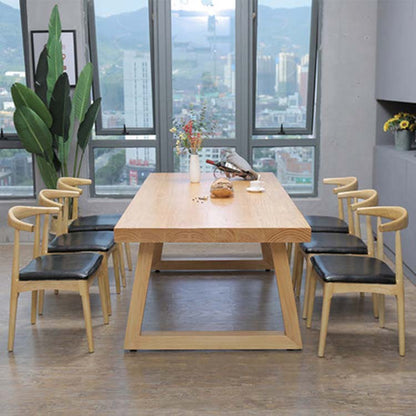 Modern Double Pedestal Dining Table Wood Table for Kitchen Dining Room 59.1"L x 27.6"W x 29.5"H Without Chairs Clearhalo 'Dining Tables & Seating' 'Dining Tables' 'dining_table' 'furn' 'furn_dining_table' 'Furniture' 'Kitchen & Dining Furniture' 6570256