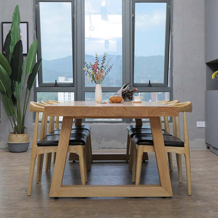 Modern Double Pedestal Dining Table Wood Table for Kitchen Dining Room 78.7"L x 31.5"W x 29.5"H Without Chairs Clearhalo 'Dining Tables & Seating' 'Dining Tables' 'dining_table' 'furn' 'furn_dining_table' 'Furniture' 'Kitchen & Dining Furniture' 6570257