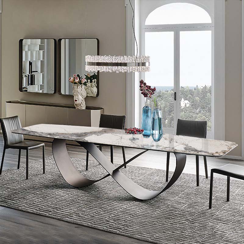 Industrial Sintered Stone Table Rectangle Table with Metal Legs for Kitchen White Without Chairs Clearhalo 'Dining Tables & Seating' 'Dining Tables' 'dining_table' 'furn' 'furn_dining_table' 'Furniture' 'Kitchen & Dining Furniture' 6570267
