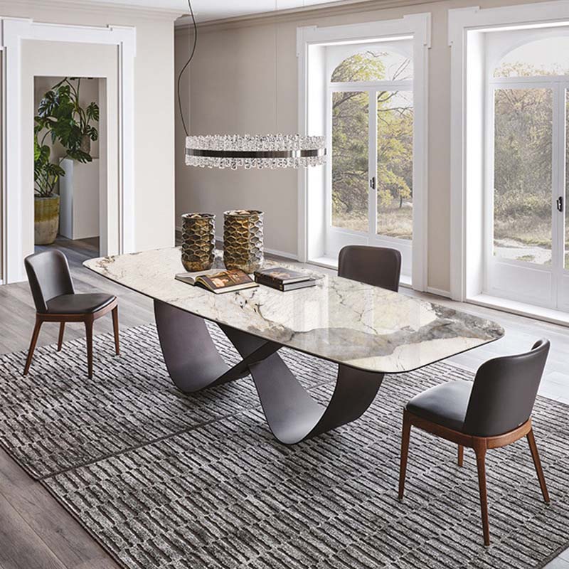 Industrial Sintered Stone Table Rectangle Table with Metal Legs for Kitchen White 78.7"L x 35.4"W x 29.5"H Without Chairs Clearhalo 'Dining Tables & Seating' 'Dining Tables' 'dining_table' 'furn' 'furn_dining_table' 'Furniture' 'Kitchen & Dining Furniture' 6570268