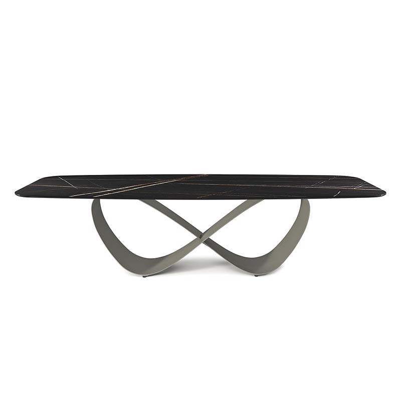 Industrial Sintered Stone Table Rectangle Table with Metal Legs for Kitchen Black Without Chairs Clearhalo 'Dining Tables & Seating' 'Dining Tables' 'dining_table' 'furn' 'furn_dining_table' 'Furniture' 'Kitchen & Dining Furniture' 6570271