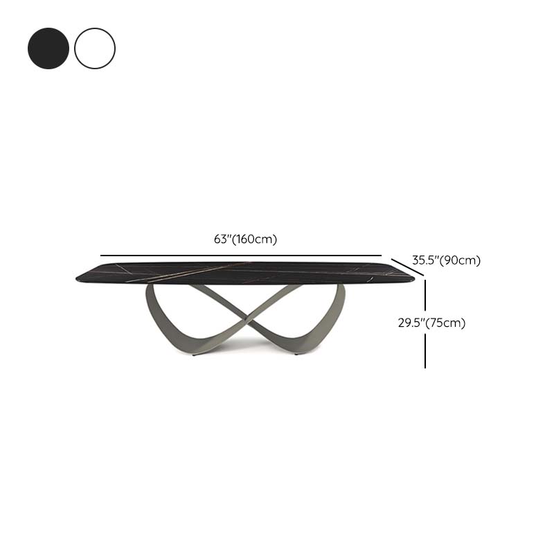 Industrial Sintered Stone Table Rectangle Table with Metal Legs for Kitchen Clearhalo 'Dining Tables & Seating' 'Dining Tables' 'dining_table' 'furn' 'furn_dining_table' 'Furniture' 'Kitchen & Dining Furniture' 6570273