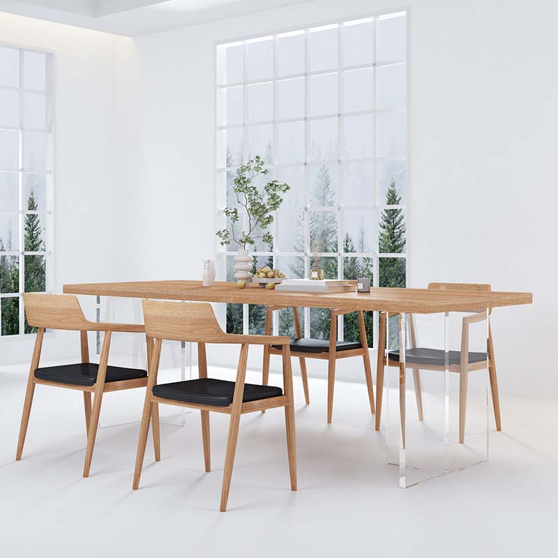Modern Double Pedestal Dining Table Ash Wood Table for Dining Room 55.1"L x 27.6"W x 29.5"H Without Chairs Clearhalo 'Dining Tables & Seating' 'Dining Tables' 'dining_table' 'furn' 'furn_dining_table' 'Furniture' 'Kitchen & Dining Furniture' 6570280