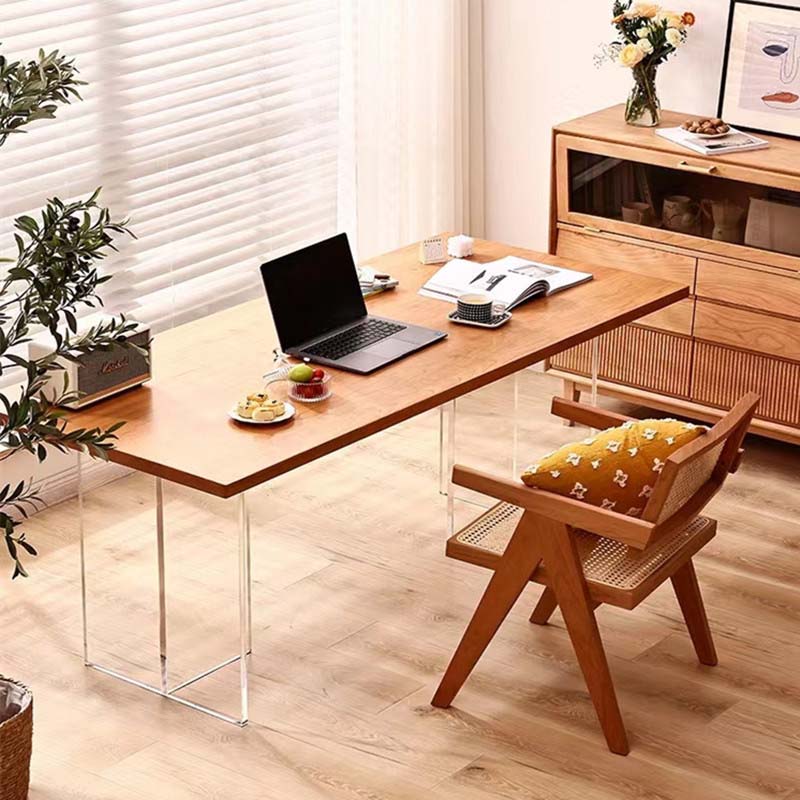 Modern Double Pedestal Dining Table Wood Table for Dining Room Kitchen 63"L x 31.5"W x 29.5"H Without Chairs Clearhalo 'Dining Tables & Seating' 'Dining Tables' 'dining_table' 'furn' 'furn_dining_table' 'Furniture' 'Kitchen & Dining Furniture' 6570293