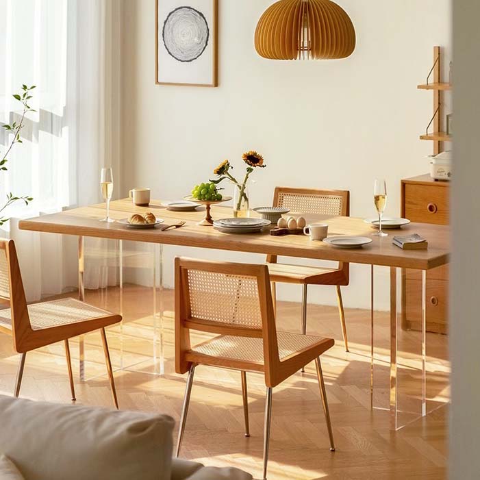 Modern Double Pedestal Dining Table Wood Table for Dining Room Kitchen Clearhalo 'Dining Tables & Seating' 'Dining Tables' 'dining_table' 'furn' 'furn_dining_table' 'Furniture' 'Kitchen & Dining Furniture' 6570295