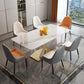 Glam Style Sintered Stone Table Rectangle Table with Metal Legs for Home 55.1"L x 31.5"W x 29.5"H Without Chairs Clearhalo 'Dining Tables & Seating' 'Dining Tables' 'dining_table' 'furn' 'furn_dining_table' 'Furniture' 'Kitchen & Dining Furniture' 6570306