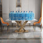 Glam Style Sintered Stone Table Rectangle Table with Metal Legs for Home Clearhalo 'Dining Tables & Seating' 'Dining Tables' 'dining_table' 'furn' 'furn_dining_table' 'Furniture' 'Kitchen & Dining Furniture' 6570309
