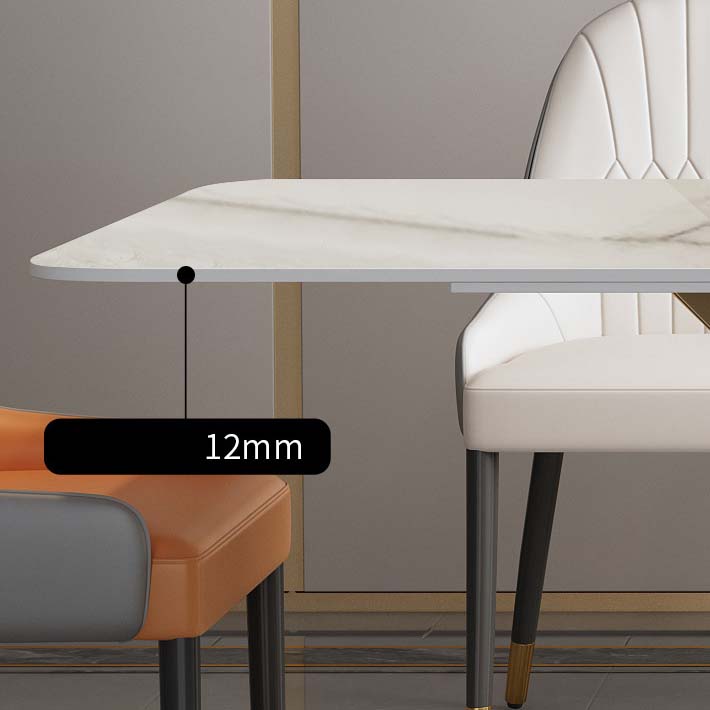 Glam Style Sintered Stone Table Rectangle Table with Metal Legs for Home Clearhalo 'Dining Tables & Seating' 'Dining Tables' 'dining_table' 'furn' 'furn_dining_table' 'Furniture' 'Kitchen & Dining Furniture' 6570314