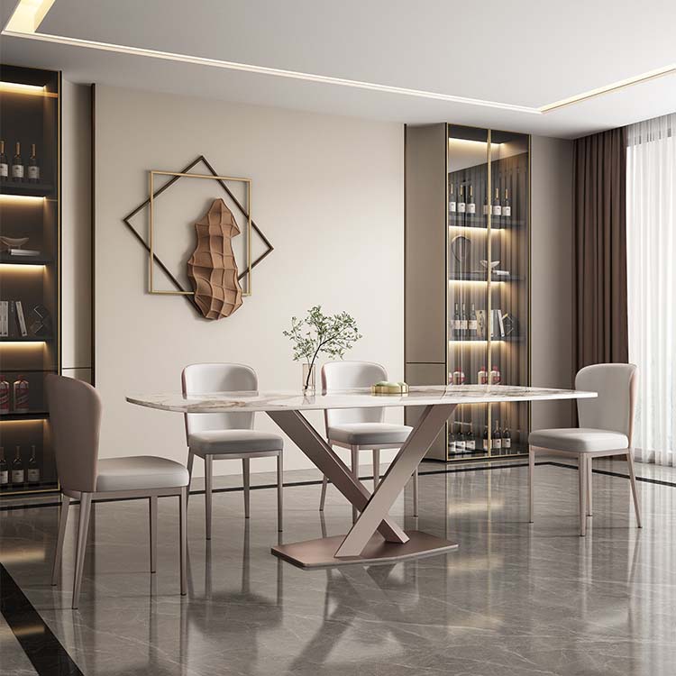 Glam Style Sintered Stone Table Rectangle Table with Metal Legs for Home Use 55.1"L x 31.5"W x 29.5"H Without Chairs Clearhalo 'Dining Tables & Seating' 'Dining Tables' 'dining_table' 'furn' 'furn_dining_table' 'Furniture' 'Kitchen & Dining Furniture' 6570319
