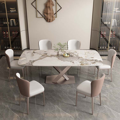 Glam Style Sintered Stone Table Rectangle Table with Metal Legs for Home Use 51.2"L x 27.6"W x 29.5"H Without Chairs Clearhalo 'Dining Tables & Seating' 'Dining Tables' 'dining_table' 'furn' 'furn_dining_table' 'Furniture' 'Kitchen & Dining Furniture' 6570320