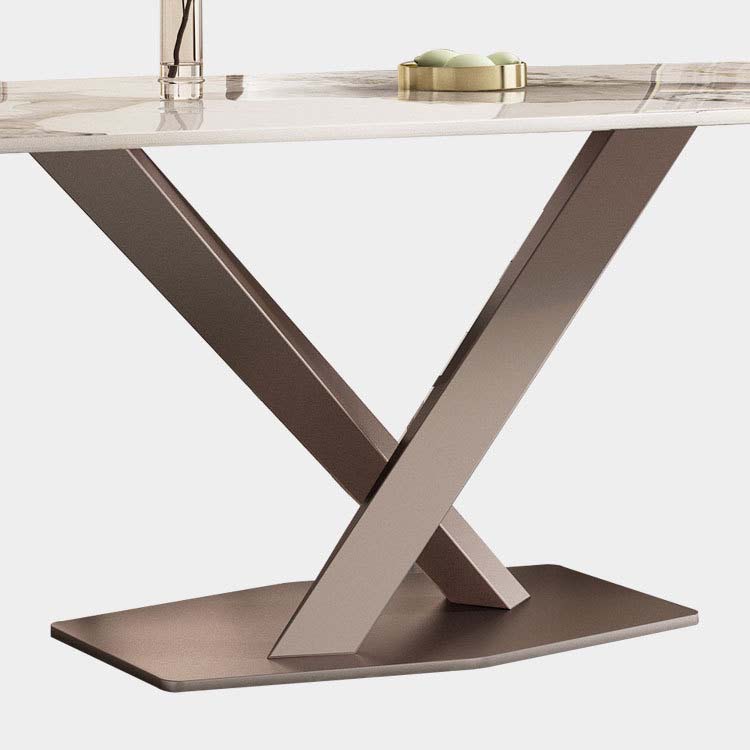 Glam Style Sintered Stone Table Rectangle Table with Metal Legs for Home Use Clearhalo 'Dining Tables & Seating' 'Dining Tables' 'dining_table' 'furn' 'furn_dining_table' 'Furniture' 'Kitchen & Dining Furniture' 6570326