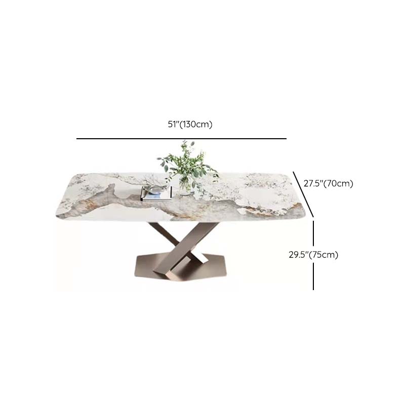 Glam Style Sintered Stone Table Rectangle Table with Metal Legs for Home Use Clearhalo 'Dining Tables & Seating' 'Dining Tables' 'dining_table' 'furn' 'furn_dining_table' 'Furniture' 'Kitchen & Dining Furniture' 6570330