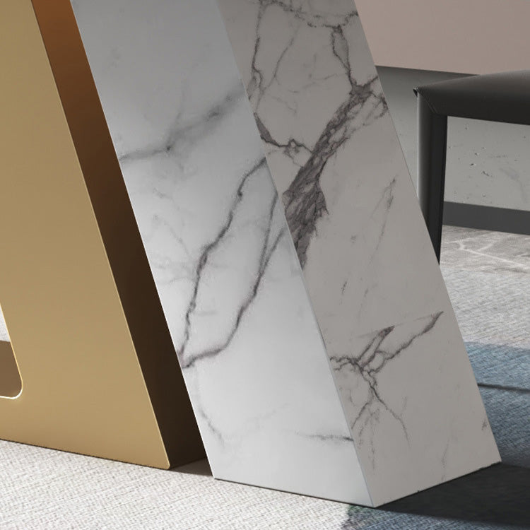 Glam Dining Rectangle Table Sintered Stone Table with Metal Legs for Home Use Clearhalo 'Dining Tables & Seating' 'Dining Tables' 'dining_table' 'furn' 'furn_dining_table' 'Furniture' 'Kitchen & Dining Furniture' 6570360