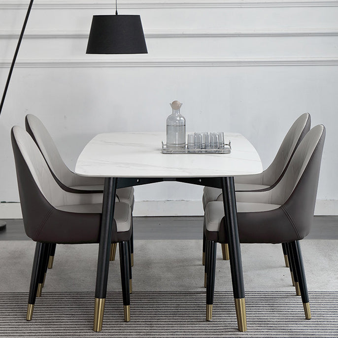 Mesa de comedor rectangular Mid-Century Mesa de comedor de piedra con 4 patas