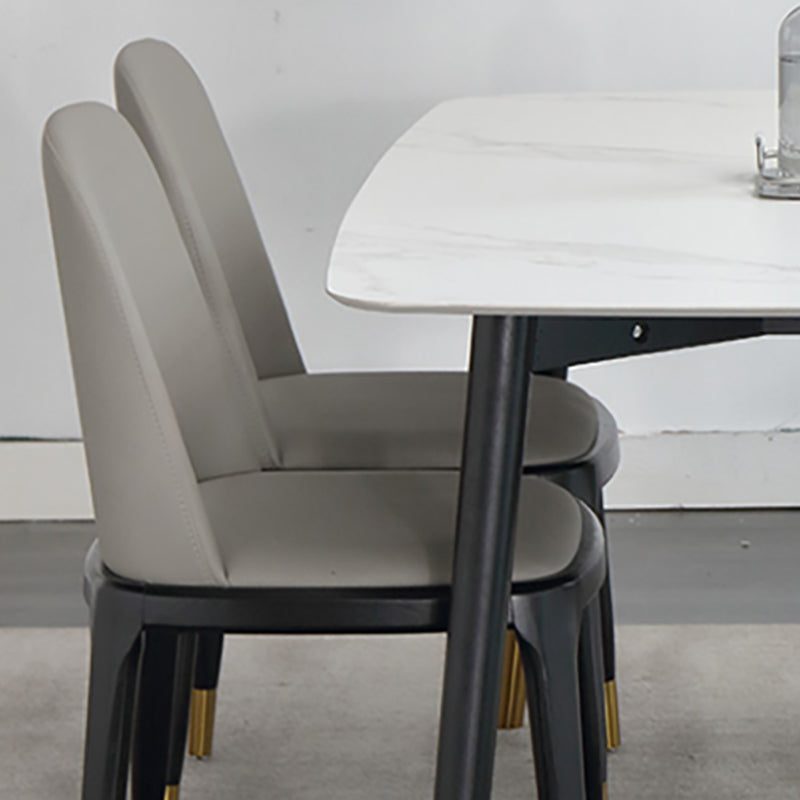 Mesa de comedor rectangular Mid-Century Mesa de comedor de piedra con 4 patas