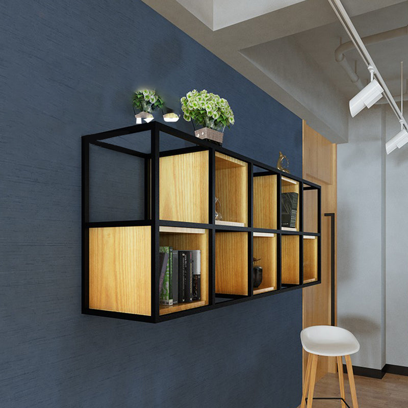 Contemporary Wooden Bookcase Floating Natural Closed Back Bookshelf Clearhalo 'Bookcases' 'furn' 'furn_bookcases' 'Furniture' 'Office Furniture' 6570387