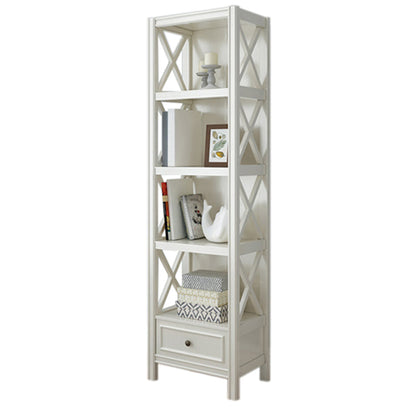 Standard Wooden Bookshelf Closed Back Contemporary Bookcase with Drawers