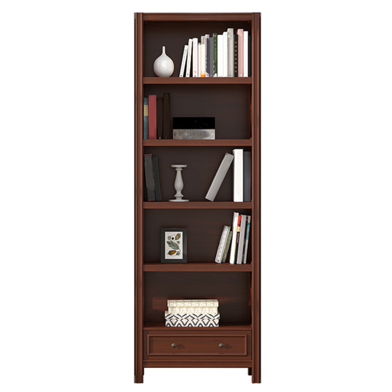 Standard Wooden Bookshelf Closed Back Contemporary Bookcase with Drawers