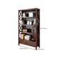 Standard Wooden Bookshelf Closed Back Contemporary Bookcase with Drawers