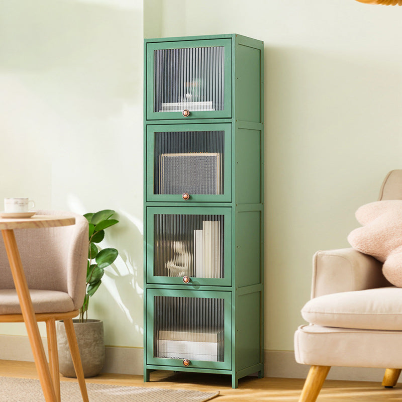 Bamboo Standard Bookcase Scandinavian Closed Back Bookshelf with Cabinets 16"L x 13"W x 55"H Green Clearhalo 'Bookcases' 'furn' 'furn_bookcases' 'Furniture' 'Office Furniture' 6570565