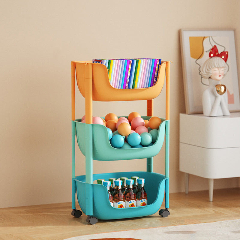 Contemporary Plastic Bookcase Standard Open Back Bookshelf with Shelves 15.2"L x 11.2"W x 26.8"H Multi-Color Clearhalo 'Bookcases' 'furn' 'furn_bookcases' 'Furniture' 'Office Furniture' 6570621