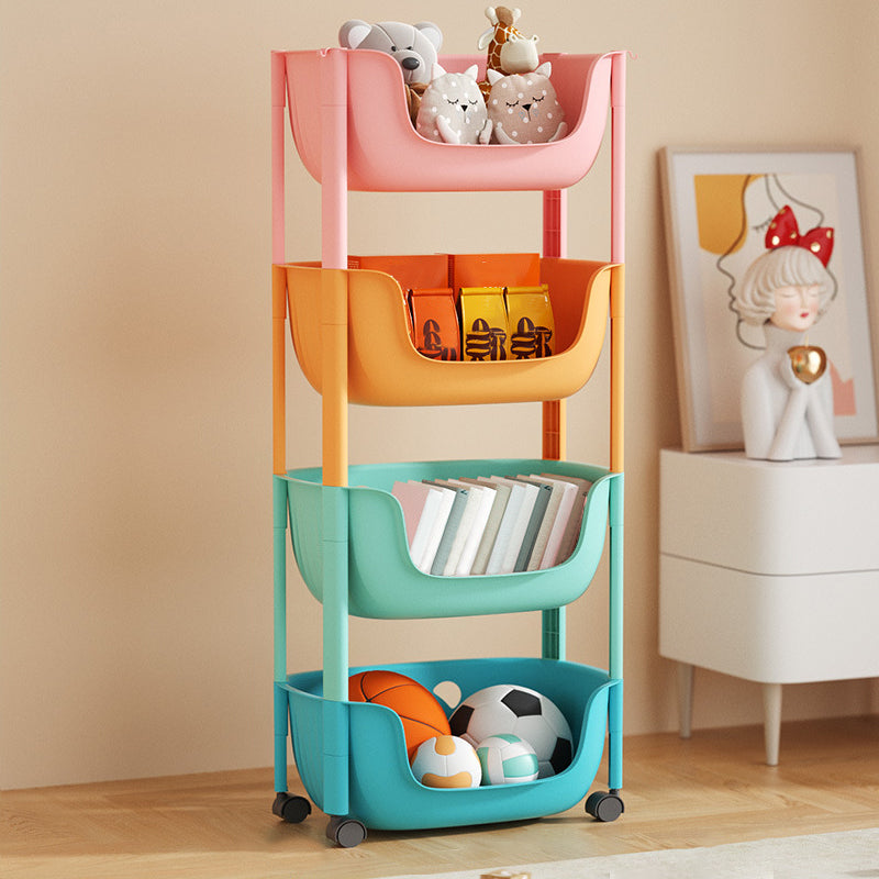 Contemporary Plastic Bookcase Standard Open Back Bookshelf with Shelves 15.2"L x 11.2"W x 36.6"H Multi-Color Clearhalo 'Bookcases' 'furn' 'furn_bookcases' 'Furniture' 'Office Furniture' 6570630