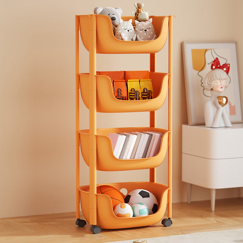 Contemporary Plastic Bookcase Standard Open Back Bookshelf with Shelves 15.2"L x 11.2"W x 36.6"H Orange Clearhalo 'Bookcases' 'furn' 'furn_bookcases' 'Furniture' 'Office Furniture' 6570632