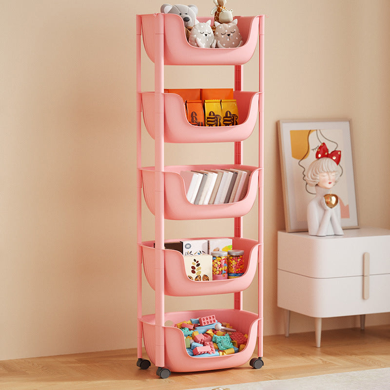 Contemporary Plastic Bookcase Standard Open Back Bookshelf with Shelves 15.2"L x 11.2"W x 46.5"H Pink Clearhalo 'Bookcases' 'furn' 'furn_bookcases' 'Furniture' 'Office Furniture' 6570634