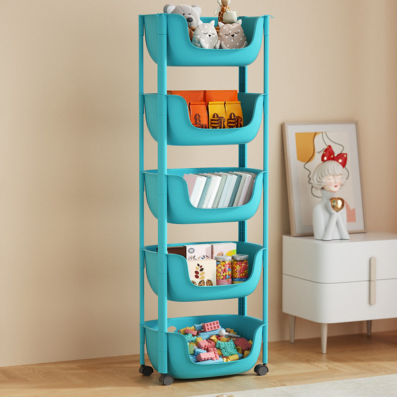 Contemporary Plastic Bookcase Standard Open Back Bookshelf with Shelves 15.2"L x 11.2"W x 46.5"H Blue Clearhalo 'Bookcases' 'furn' 'furn_bookcases' 'Furniture' 'Office Furniture' 6570635