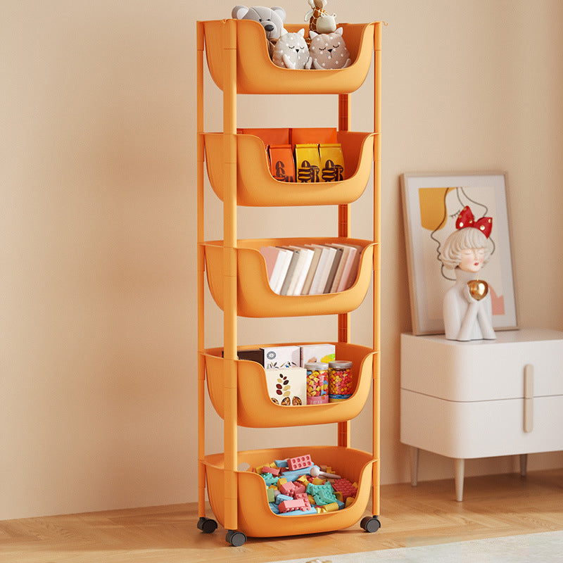 Contemporary Plastic Bookcase Standard Open Back Bookshelf with Shelves 15.2"L x 11.2"W x 46.5"H Orange Clearhalo 'Bookcases' 'furn' 'furn_bookcases' 'Furniture' 'Office Furniture' 6570638