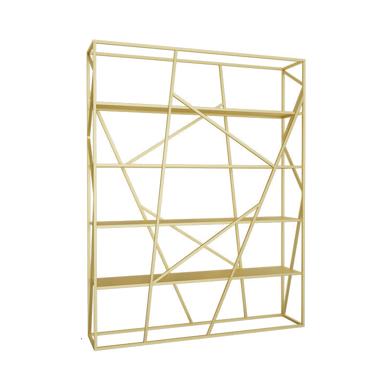 Metal Etagere Bookshelf Scandinavian Open Back Bookcase with Shelves 55.1"L x 11.8"W x 70.9"H Gold Clearhalo 'Bookcases' 'furn' 'furn_bookcases' 'Furniture' 'Office Furniture' 6570651