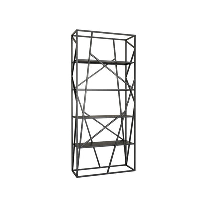 Metal Etagere Bookshelf Scandinavian Open Back Bookcase with Shelves 31.5"L x 11.8"W x 70.9"H Black Clearhalo 'Bookcases' 'furn' 'furn_bookcases' 'Furniture' 'Office Furniture' 6570667