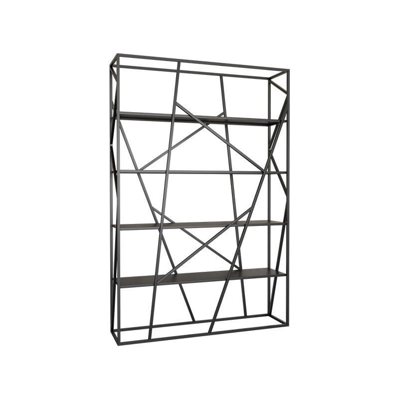Metal Etagere Bookshelf Scandinavian Open Back Bookcase with Shelves 47.2"L x 11.8"W x 70.9"H Black Clearhalo 'Bookcases' 'furn' 'furn_bookcases' 'Furniture' 'Office Furniture' 6570669