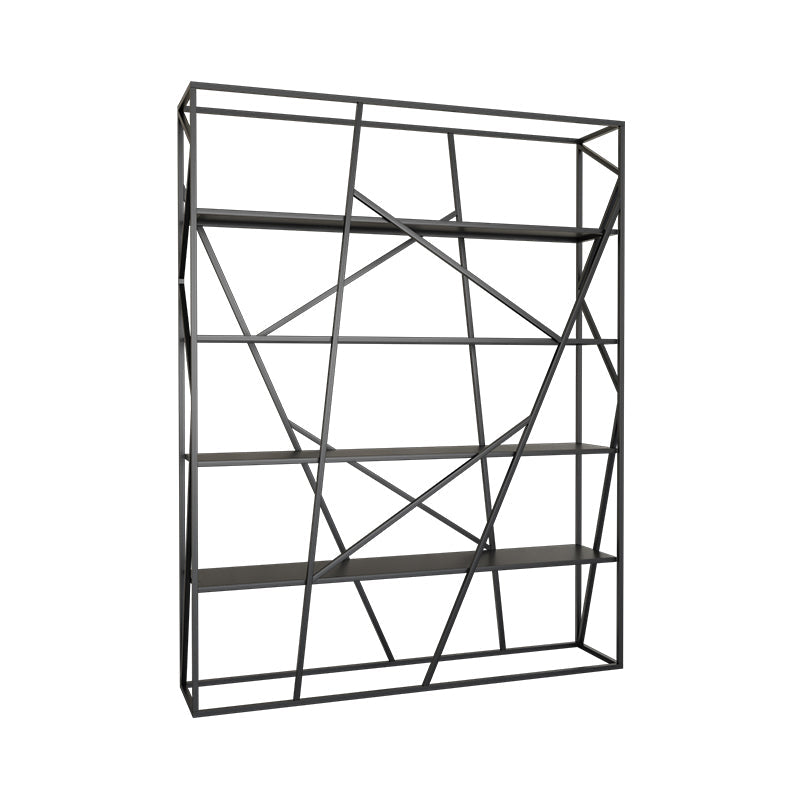 Metal Etagere Bookshelf Scandinavian Open Back Bookcase with Shelves 55.1"L x 11.8"W x 70.9"H Black Clearhalo 'Bookcases' 'furn' 'furn_bookcases' 'Furniture' 'Office Furniture' 6570670
