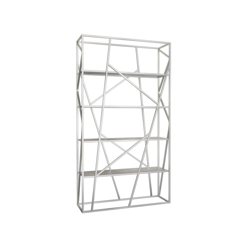 Metal Etagere Bookshelf Scandinavian Open Back Bookcase with Shelves 39.4"L x 11.8"W x 70.9"H Silver Clearhalo 'Bookcases' 'furn' 'furn_bookcases' 'Furniture' 'Office Furniture' 6570672