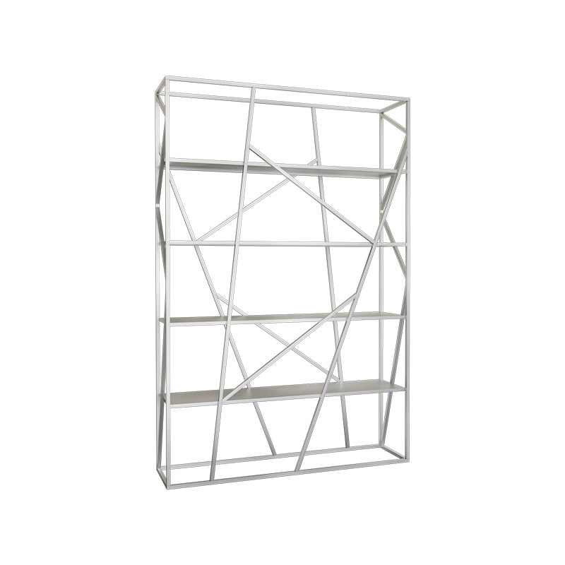 Metal Etagere Bookshelf Scandinavian Open Back Bookcase with Shelves 47.2"L x 11.8"W x 70.9"H Silver Clearhalo 'Bookcases' 'furn' 'furn_bookcases' 'Furniture' 'Office Furniture' 6570673