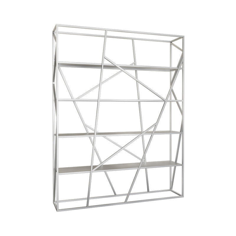 Metal Etagere Bookshelf Scandinavian Open Back Bookcase with Shelves 55.1"L x 11.8"W x 70.9"H Silver Clearhalo 'Bookcases' 'furn' 'furn_bookcases' 'Furniture' 'Office Furniture' 6570674