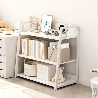 Engineered Wood Bookcase Ladder Contemporary Bookshelf with Shelves