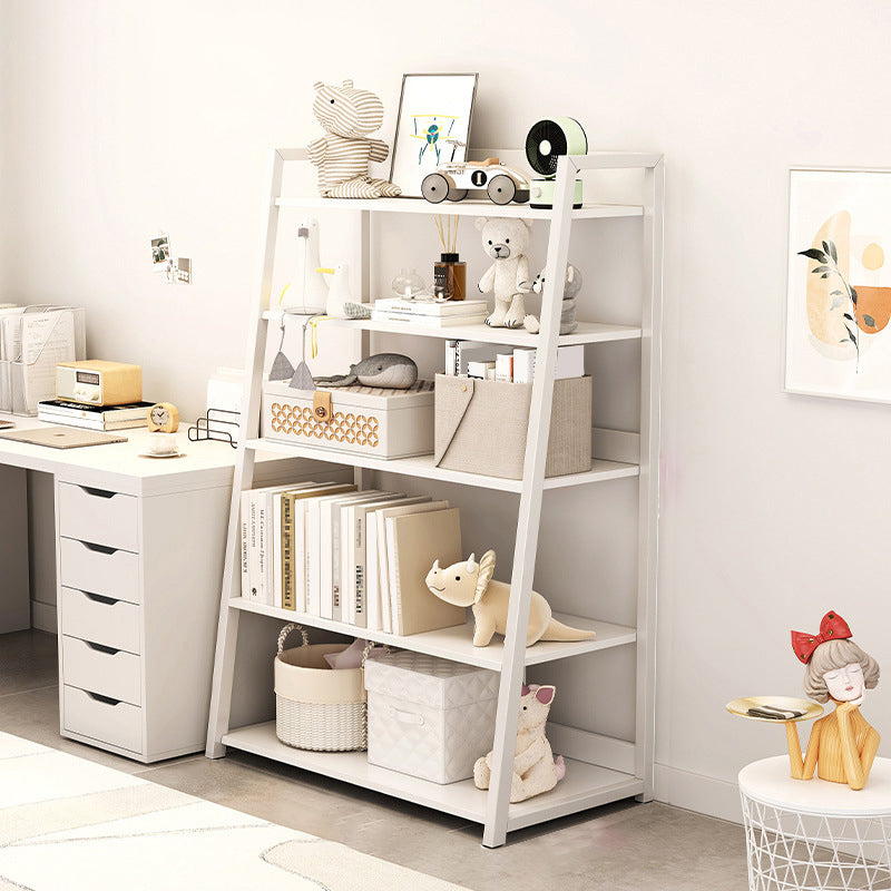 Engineered Wood Bookcase Ladder Contemporary Bookshelf with Shelves