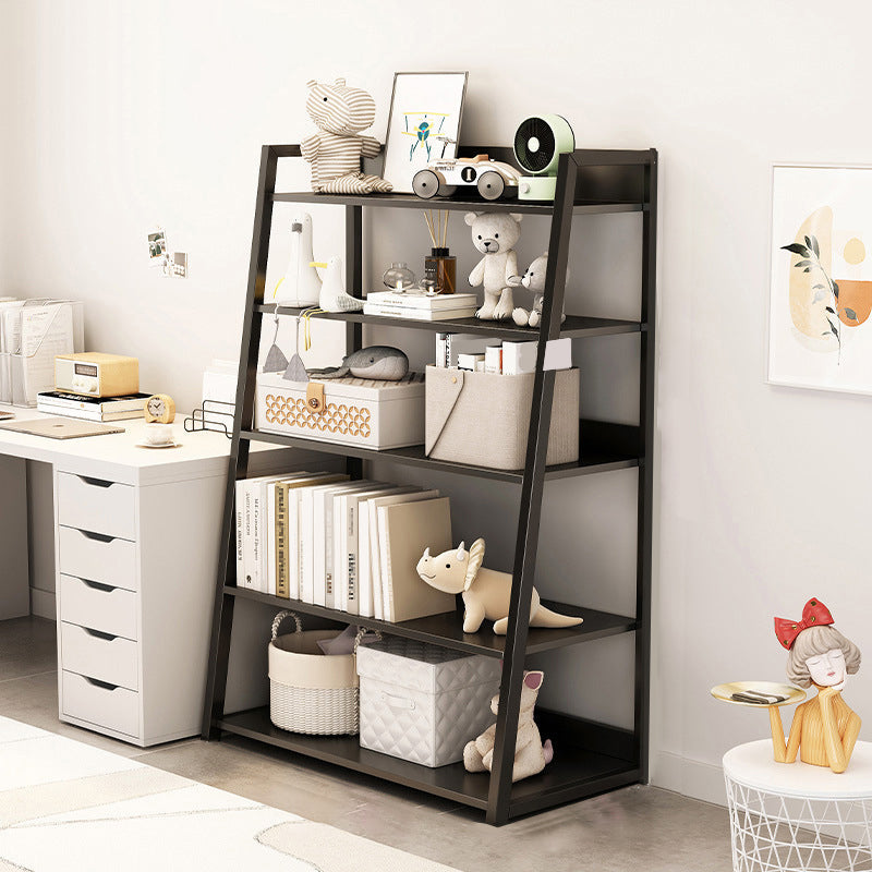 Engineered Wood Bookcase Ladder Contemporary Bookshelf with Shelves